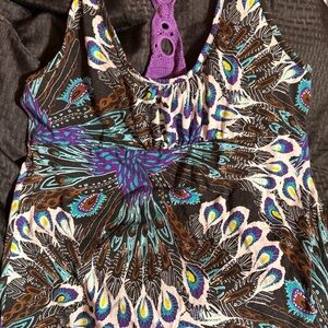 Colorful Peacock Feather Print Top
